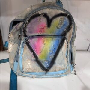 Denim Heart Kids Backpack